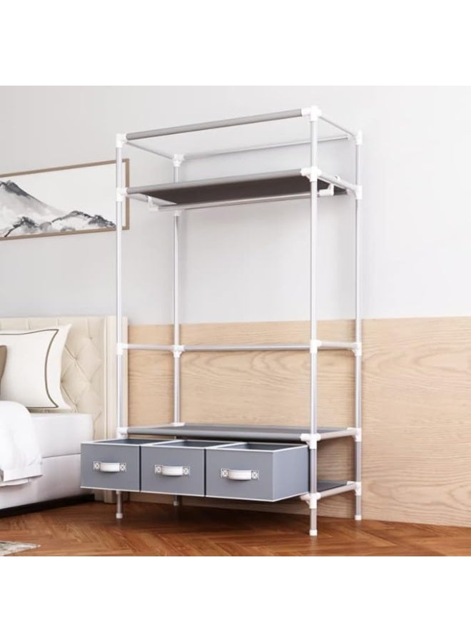 DUNISO Portable Wardrobe Closet Clothes Organizer,Large Capacity Non-Woven Wardrobe, Easy to Assemble,Durable and Sturdy, with Strong Load-Bearing Capacity,for Bags, Toys, Shoes, Living Room, Bedroom, Cloakroom,90*45*170CM - Image 4